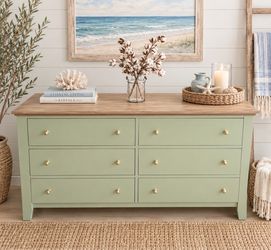 GORGEOUS Coastal Farm House CHIC Sage Wooden Dresser BOHO ✨