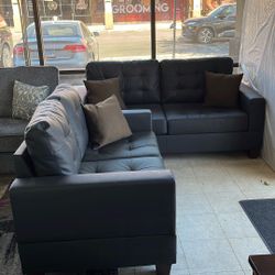 2 Pcs Sofa Set Black Color NEW