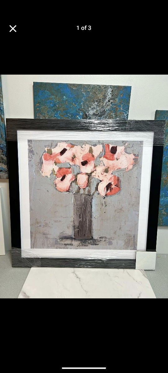 'Pale Rustic Bouquet I' by Victoria Borges Matted and in a Black Frame 30"x 30" ***NEW***