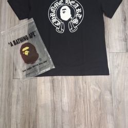 A Bathing Ape Baby Milo Chrome Hearts Men's Black Graphic Cotton T-Shirt M