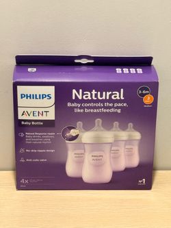 NEW Purple bottles Philips Avent Natural Baby Bottles 4-Pack newborn girl