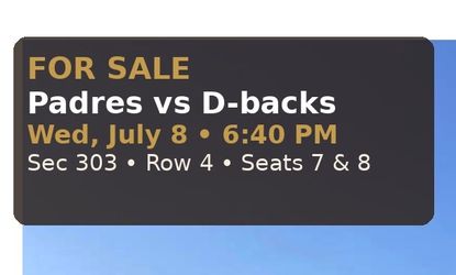 (2) Padres x diamondbacks tickets baseball Wed July 8th