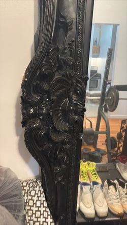 Large Black Ornate Baroque Floor Mirror