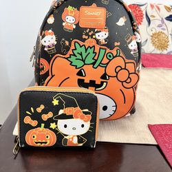 Hello Kitty Halloween Themed Backpack & Wallet