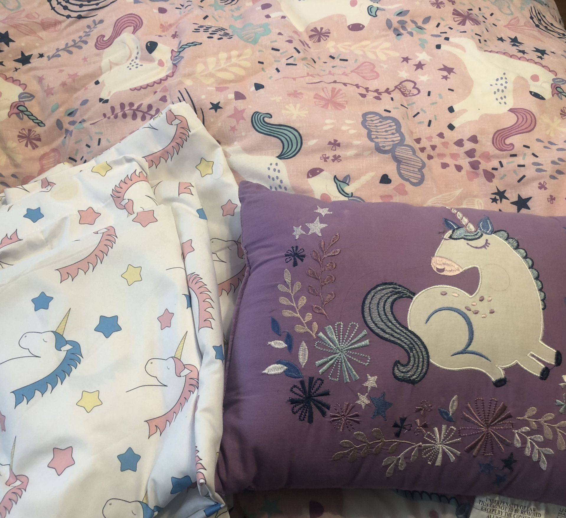 Twin Unicorn Duvet Cover, Curtains And Decorative Pillow