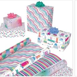Double Sided Everyday Gift Wrap, 3-rolls, 270 sq. ft. Total