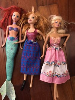 Color change Ariel , Princess Anna Disney and Barbie dolls