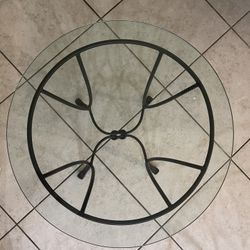 Round wrought iron coffee table and end table