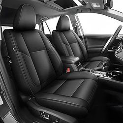 Custom Fit Seat Covers for Toyota RAV4 2013–2018 | Front Row | Waterproof Faux Leather | Black