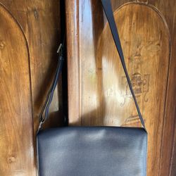 Blue Leather Messenger Bag