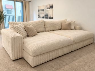 Oversized Ivory Plush Sectional / Cloud-Style Couch