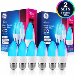 Cync - Decorative Direct Connect B11 Smart LED Bulb (3-Pack)set of 2 total 6 bulbs - Full Color