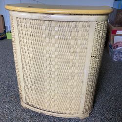 Vintage Cane Clothes Hamper