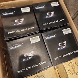 7 Inch LED Headlight Set Turn Signal Neon Ring Jeep Or 7" Other Vehicles