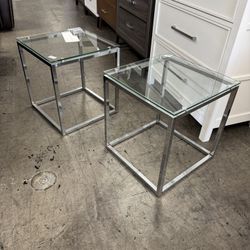 Glass Side End Tables (2 Available $25 Each)