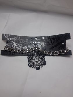 Dolls Kill Skull Charm Chain Choker Necklace