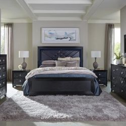 Penelope - 4 Piece Queen Bedroom Set - Midnight Star And Black
