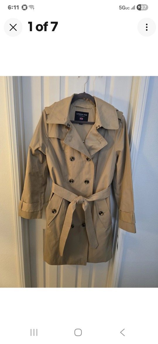 London Fog Women's Double Breasted Trench Coat W/ Belt Large New