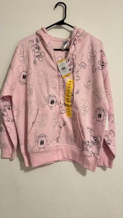 Disney Women Mickey Mouse Full-Zip Hoodie Jacket Embroidered Characters Pink