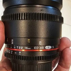 Rokinon 16mm 2.2 high speed cinema lens