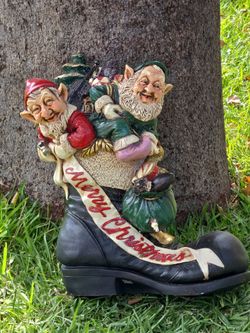 Vintage Christmas Elf Boot Figurine