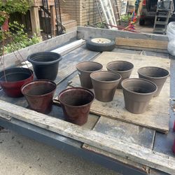 Plant Pots, 7 are 8 inch , 2 are 12 inch wide, 2 are 6 inch, $10 for all