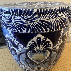 Blue and white Large Plant Stand/Pedestal by Castillo