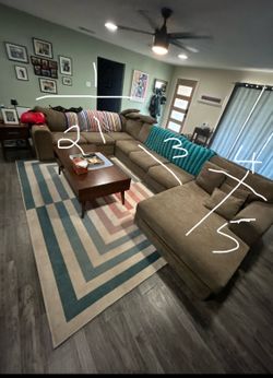 Large sectional brown couch