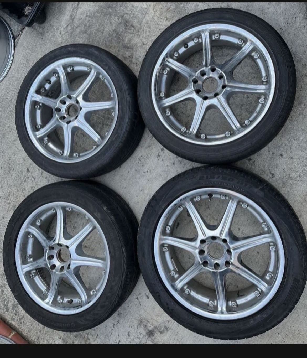 4 - 215/50r17 4x100 4x3.94 4x114.3 4x4.5 Civic Xa Xb Ia Echo Miata Fit Wheels Rims Good Tires!!!!!!!!