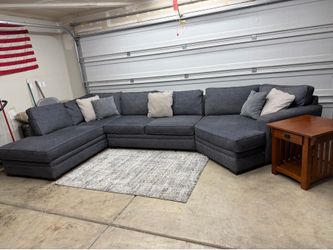 Large 3-Piece Gray Sectional + Matching End Table