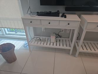 White wood console table