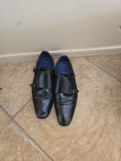 Men's Black Double Monk Strap Dress Shoes Size 10