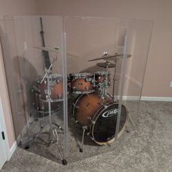 PDP Birch Drum Set with Cymbals, Throne, Sound Shield, Accessories