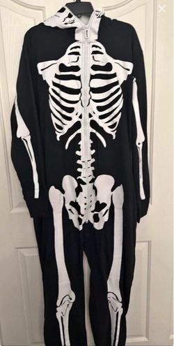 Skeleton Halloween Costume Jumpsuit with Hood