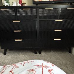 (2) Black 5 Drawer Modern Dressers