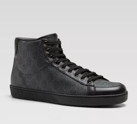 Like New Gucci Men's Brooklyn GG Supreme Canvas High-Top Sneakers: SIZE US MEN 9