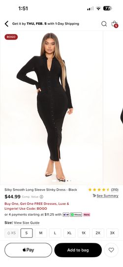 Silky Smooth Long Sleeve Slinky Dress
