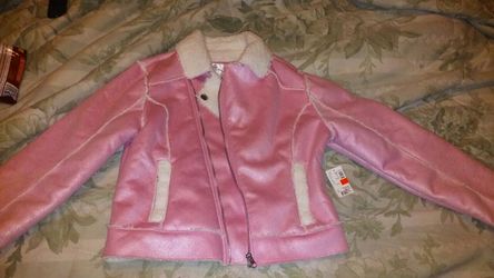 Justice pink soft leather and wool jacket