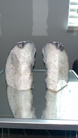 Natural Agate Geode Bookends