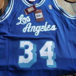 Shaq Authentic Mitchell And Ness Blue LA Jerseys