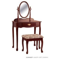 CHERRY OVAL VANITY TABLE & STOOL