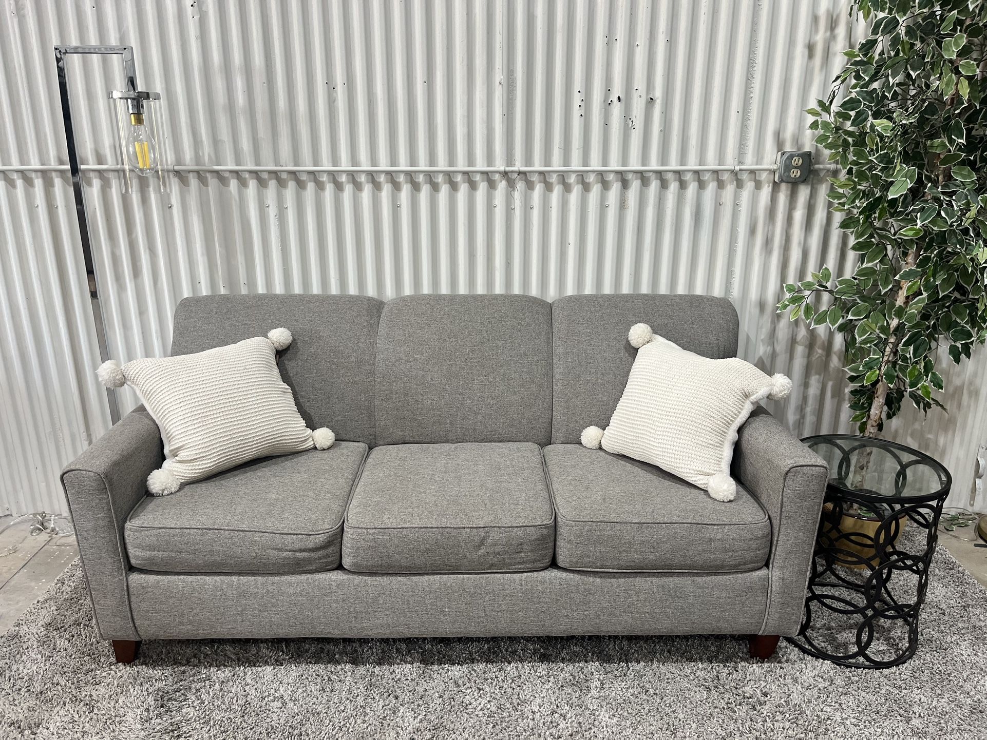 Stylish Gray Sofa Couch - Just Cleaned - Comfy - Delivery Available 