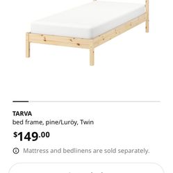 Ikea Pine Wood Twin Bed Frame and Nightstand 