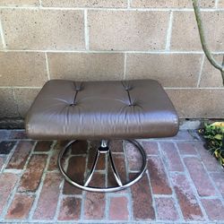 Vintage MCM Brown Leather Chrome Ottoman