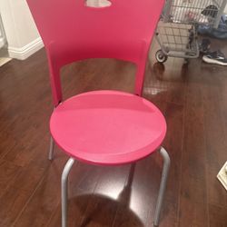 Bright Pink Modern Chair – Plastic Seat with Metal Legs