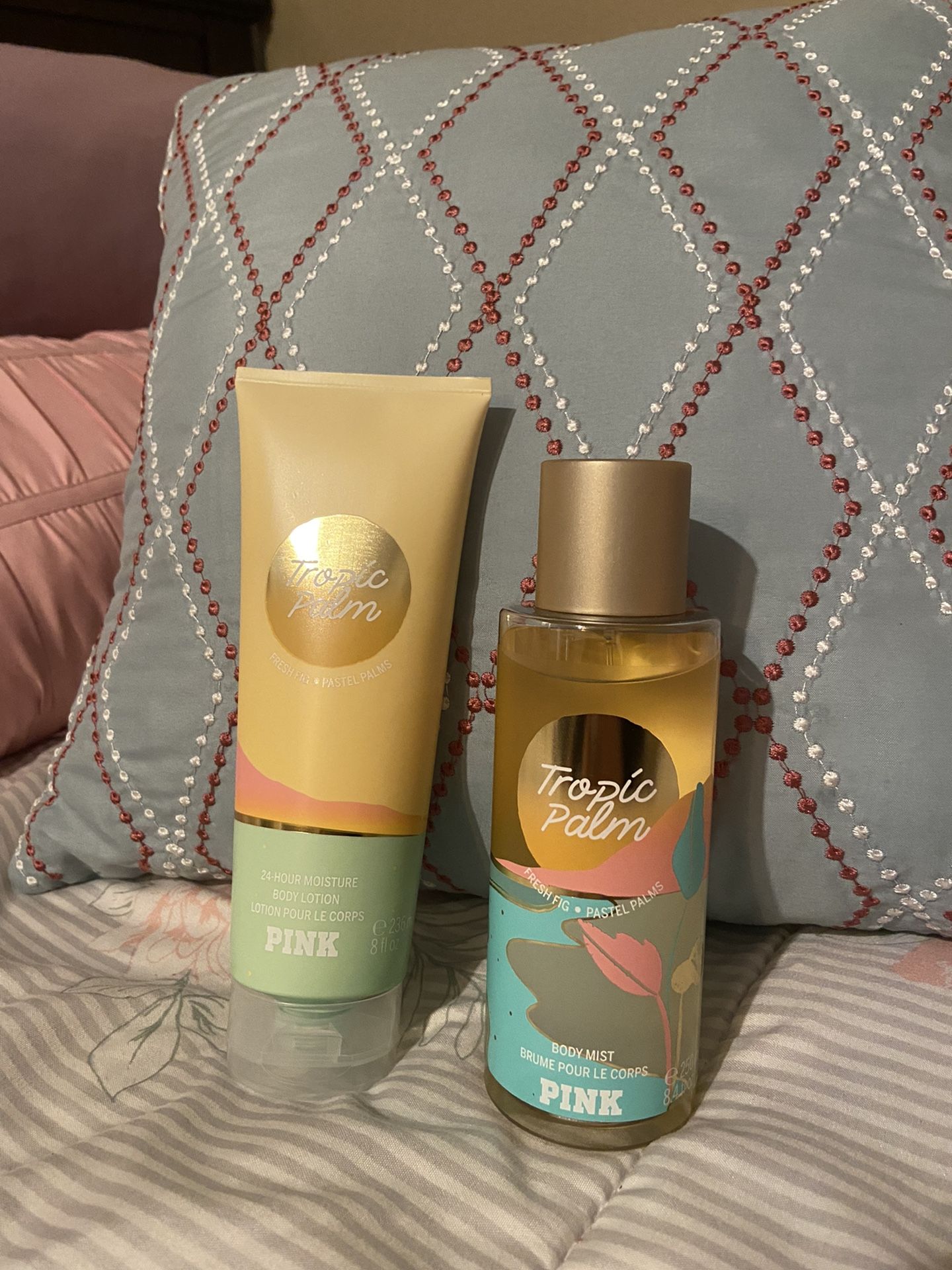PINK tropical Palm Mist And Lotion Set