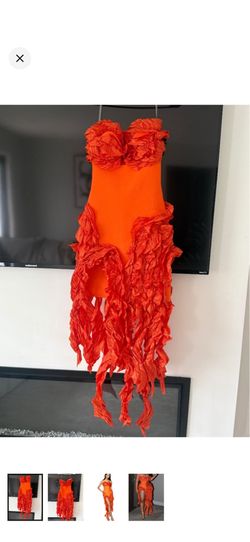 Modern Ruffle Dress Orange NEW (Small)