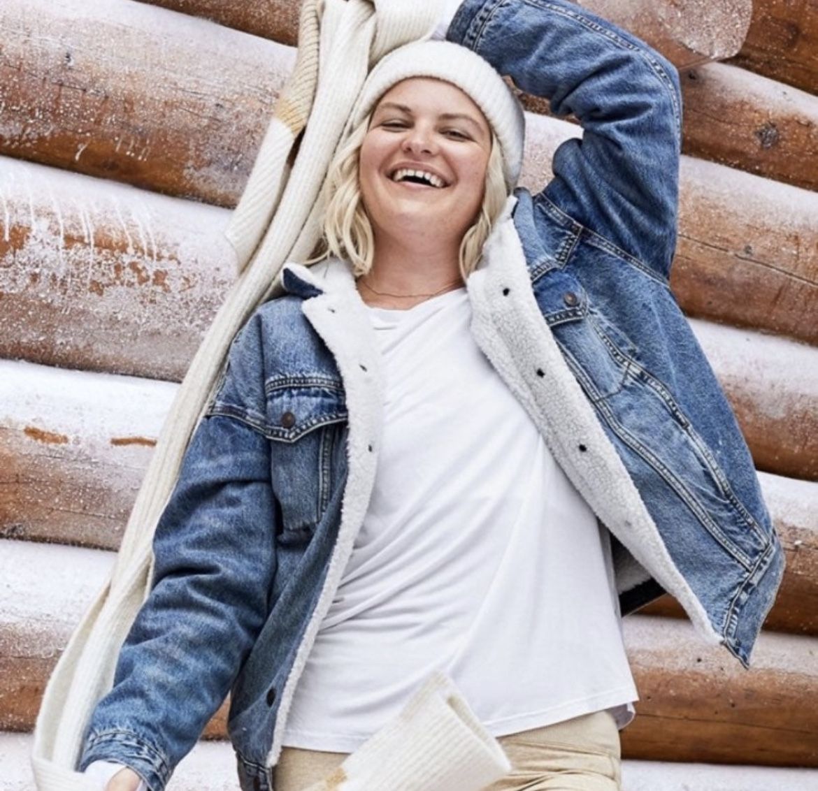 Aerie OFFLINE Oversized Sherpa Lined Trucker Jean Jacket