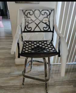 Christopher knight, copper finish, scroll backed bar stool