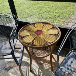 Pier One Rattan Daisy Side Table